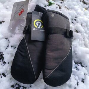 Champion C9 Waterproof Ski Mittens Unisex Black Grey for Children